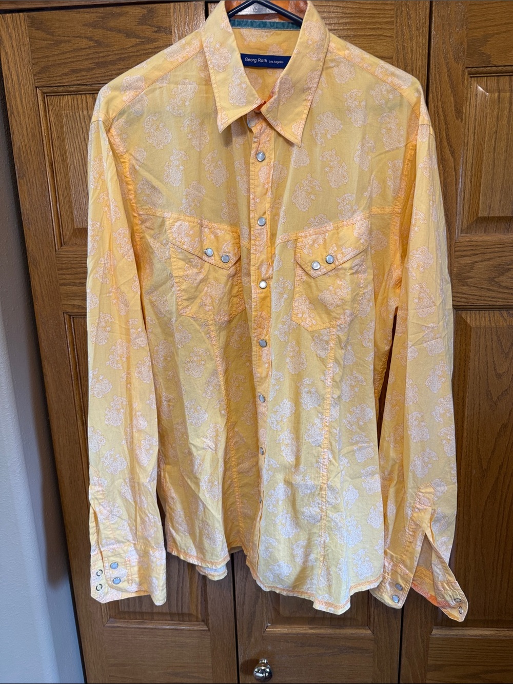 Georg Roth- Men’s Yellow/Orange Paisley Button-Down Western Shirt XL